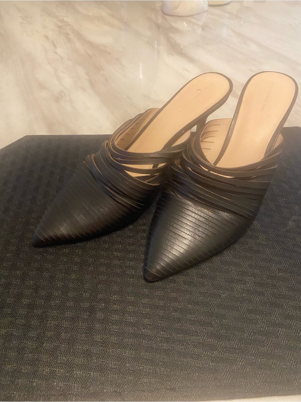 Women's Black Pointed Slip-On Mules